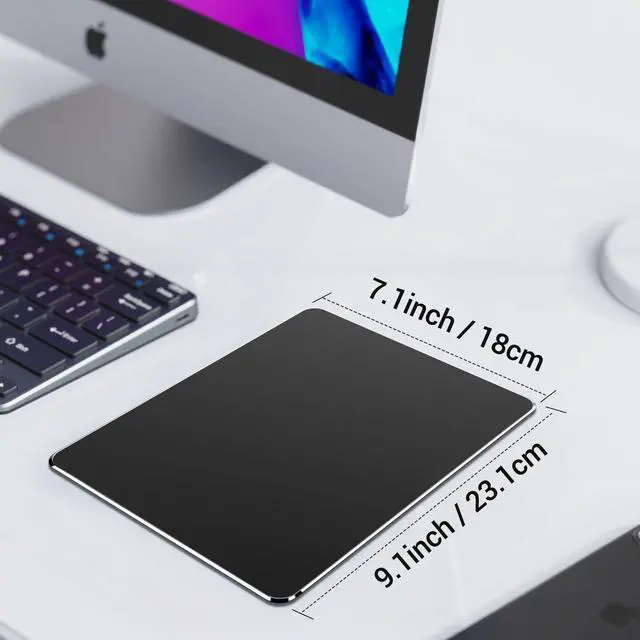 Alt view image 6 of 7 - Hard Metal Mouse Pad for Desk, Aluminum Solid Mouse Pad for Magic Mouse and Pro/Air with Stable Rubber Base, Firm Mousepad for Travel and Home Office (Black)