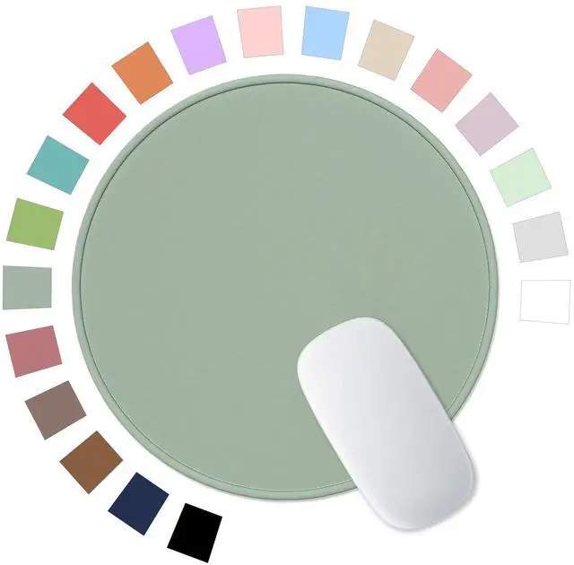 Main image of Mouse Pad, Premium-Textured Small Round Mousepad 8.7 x 8.7 Inch Bean Green, Stitched Edge Anti-Slip Waterproof Rubber Pretty Cute Computer Mat for Office Home Gaming Laptop Men Women Kids
