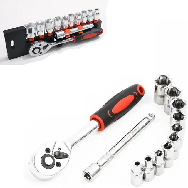 Alt view image 7 of 7 - Socket Wrench Set 12-Piece 1/4 Inch Drive