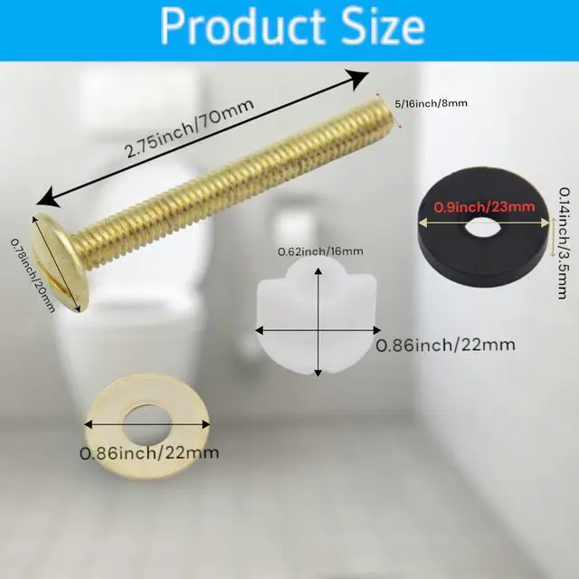 Alt view image 2 of 7 - 2Pcs Toilet Seat Screws - Heavy Duty Steel Toilet Seat Hinge Bolts and Nuts for Top Mount Toilet Seat Hinges