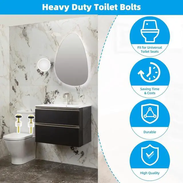 Alt view image 5 of 7 - 2Pcs Toilet Seat Screws - Heavy Duty Steel Toilet Seat Hinge Bolts and Nuts for Top Mount Toilet Seat Hinges
