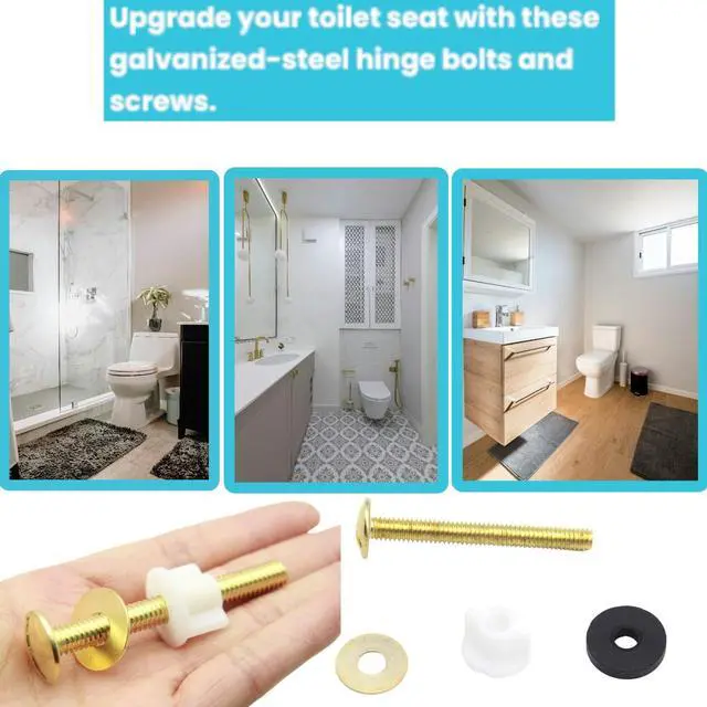 Alt view image 6 of 7 - 2Pcs Toilet Seat Screws - Heavy Duty Steel Toilet Seat Hinge Bolts and Nuts for Top Mount Toilet Seat Hinges