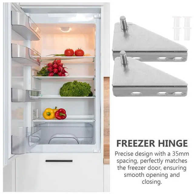 Alt view image 2 of 7 - Refrigerator Hinge Replacement Freezer Door Hinge Set with Noise-Reducing Caps Metal Door Hardware for Smooth Opening and Closing Home Kitchen and Commercial Use 3.34 X 1.77 X 1.77 in