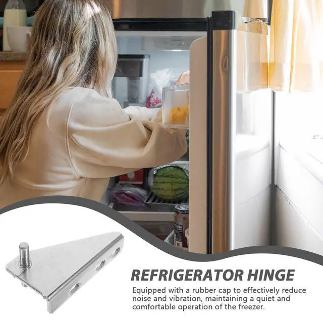 Alt view image 3 of 7 - Refrigerator Hinge Replacement Freezer Door Hinge Set with Noise-Reducing Caps Metal Door Hardware for Smooth Opening and Closing Home Kitchen and Commercial Use 3.34 X 1.77 X 1.77 in