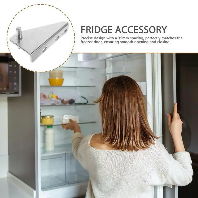 Alt view image 7 of 7 - Refrigerator Hinge Replacement Freezer Door Hinge Set with Noise-Reducing Caps Metal Door Hardware for Smooth Opening and Closing Home Kitchen and Commercial Use 3.34 X 1.77 X 1.77 in