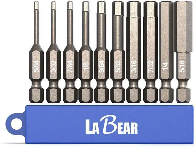Main image of 10-Piece SAE Allen Wrench Drill Bit Set, 2-Inch S2 Steel Hex Bits