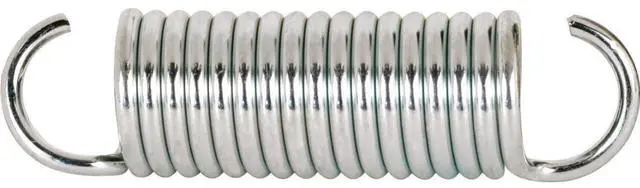 Main image of SP 9608 Extension Spring, Spring Steel Construction, Nickel-Plated Finish, 0.047 GA x 7/16 In. x 2-1/2 In., Closed Single Loop, (2 Pack)