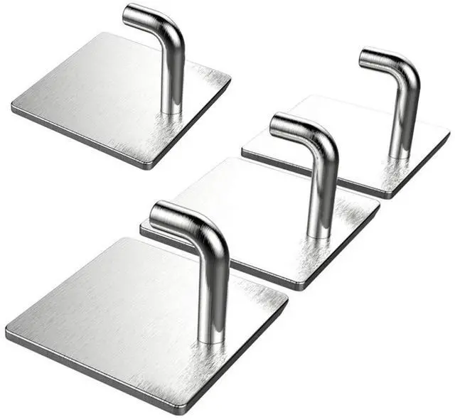 Main image of 4 Pack Adhesive Wall Hooks, Stainless Steel Heavy Duty Hooks
