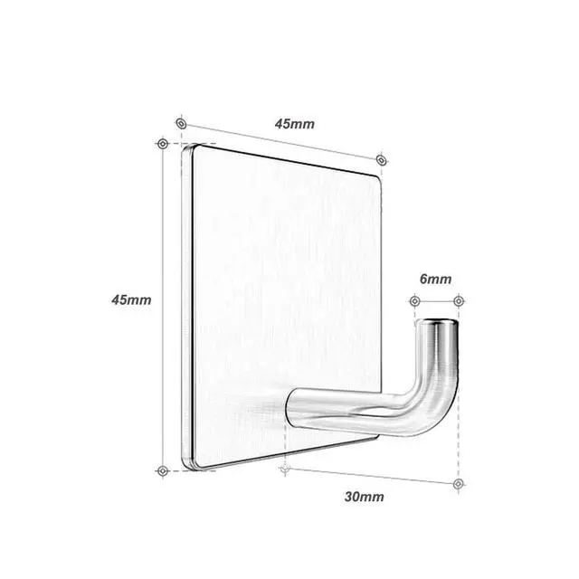 Alt view image 2 of 7 - 4 Pack Adhesive Wall Hooks, Stainless Steel Heavy Duty Hooks