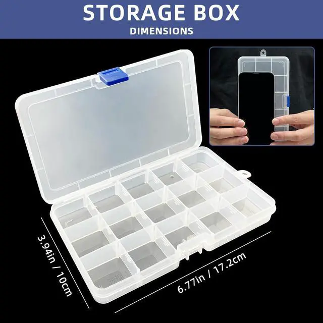 Alt view image 2 of 6 - Plastic Organizer Storage Box Adjustable Divider 15 Grids, 2 Pack
