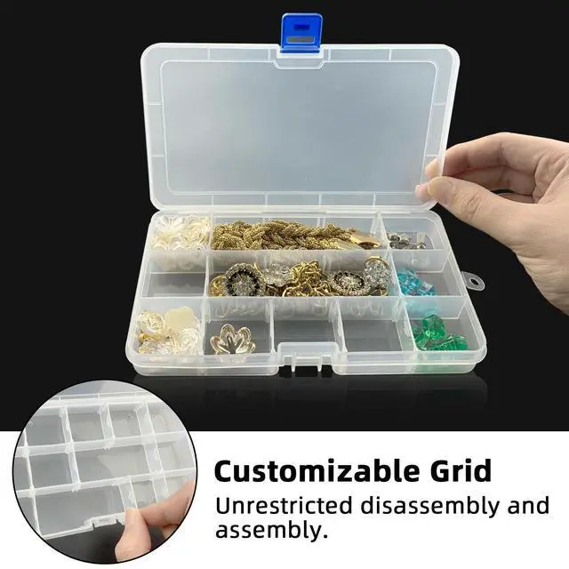 Alt view image 5 of 6 - Plastic Organizer Storage Box Adjustable Divider 15 Grids, 2 Pack