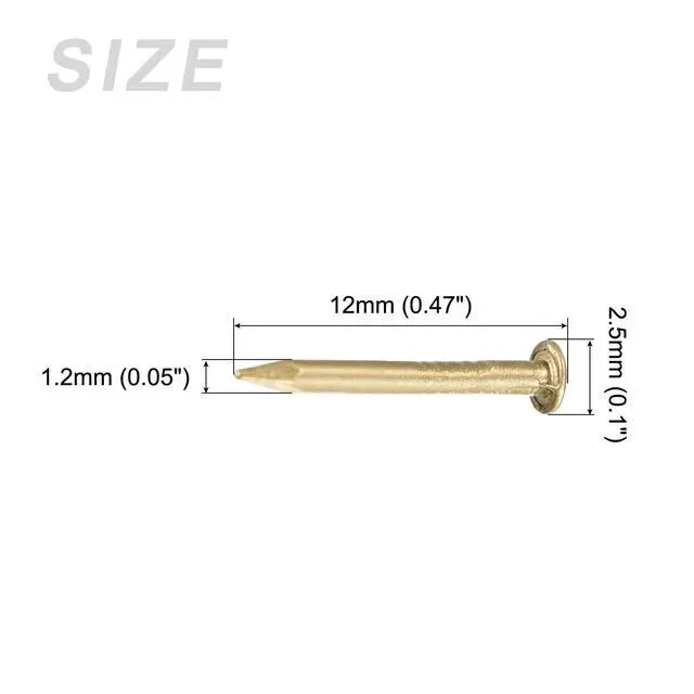 Alt view image 2 of 5 - Small Nails (1.2x12mm) 100pcs, Brass Tiny Hardware Nails - for Household Woodworking, Brass Tone