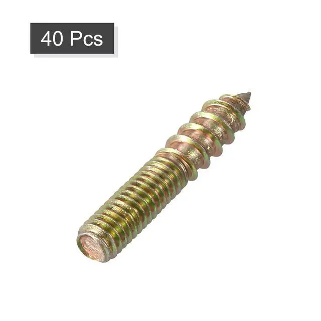 Alt view image 3 of 4 - M6 Hanger Bolts Length 1-1/8"(30mm) Double Headed Bolts Self-Tapping Screw 6mm Wood Joint Furniture Legs 40pcs
