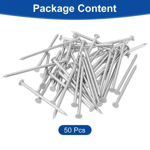 Alt view image 3 of 6 - 50Pcs Small Hardware Nails, 8D x 2-1/2" 304 Stainless Steel Round Head Nail Common Finishing Nail for Household Woodworking Picture Hanging DIY Projects, Silver