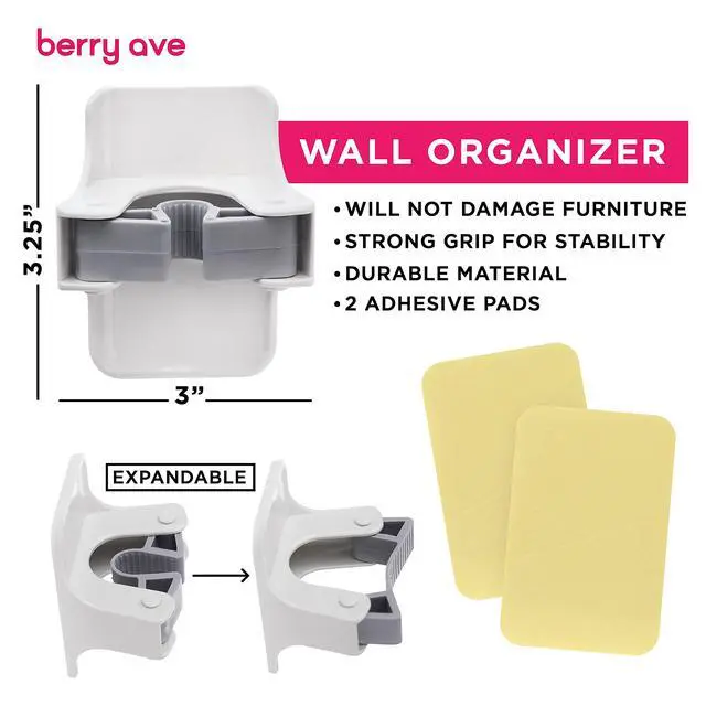Alt view image 5 of 7 - Combo 5 Slot Broom Holder w/ 1 Self Adhesive Mop Gripper No-Drilling, Wall Mount Tool Organizers For Kitchen, Garage, Laundry Room- Anti-Slip Hanger For Brooms, Mops, Rakes, Dustpans (Grey / White)