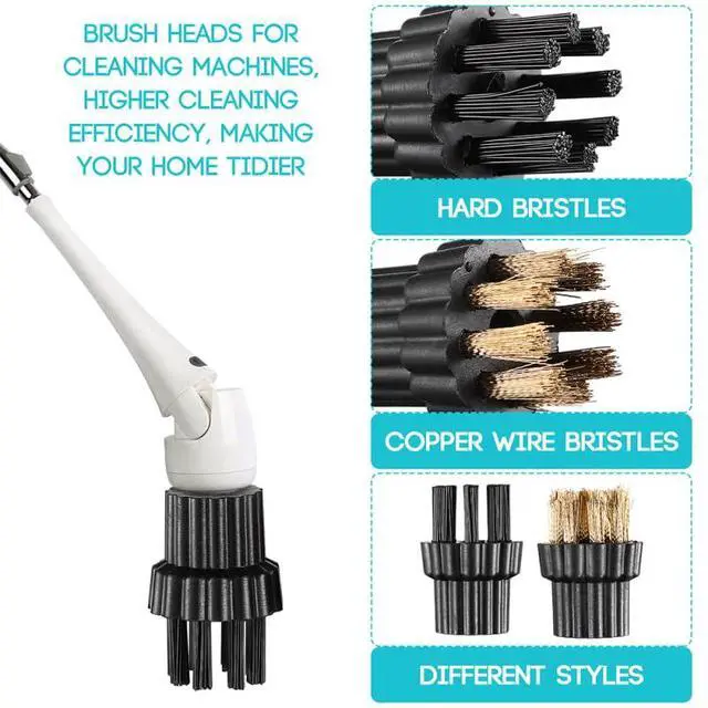 Alt view image 3 of 7 - Steam Cleaner Accessories 24 Pcs Brush Head Replacement for Household Cleaning Machine Multi-Function Nylon Brush for Steam Mops and Precision Tools Durable Mop Parts for Home and Office