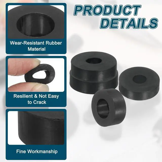 Alt view image 3 of 6 - 4Pcs Thick Rubber Spacer, 2 Inch OD x 1/2 Inch ID x 13/16 Inch Thickness Round Rubber Bushings Anti Vibration Flat Spacer Washers for Home Industrial Machinery