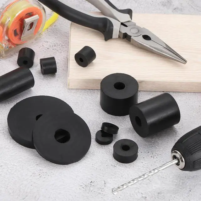 Alt view image 4 of 6 - 4Pcs Thick Rubber Spacer, 2 Inch OD x 1/2 Inch ID x 13/16 Inch Thickness Round Rubber Bushings Anti Vibration Flat Spacer Washers for Home Industrial Machinery