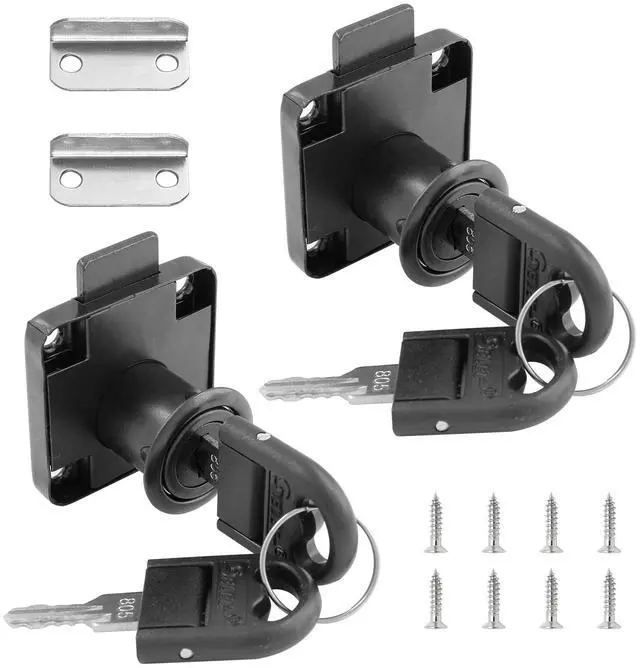 Main image of 2 PCS Cylinder Cupboard Drawer Lock With Keys (0.75inch/19MM Opening Diameter), Furniture Hardware Lock for Cabinet, Household Office Mailbox (Black)
