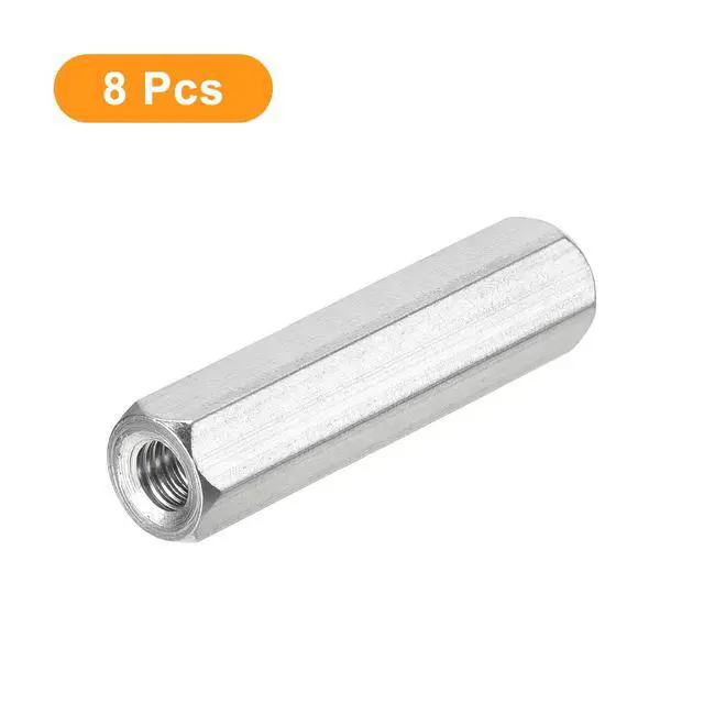 Alt view image 3 of 5 - M6 x 1-Pitch 50mm Length Coupling Nuts, 8pcs 304 Stainless Steel Metric Hex Rod Coupling Nuts
