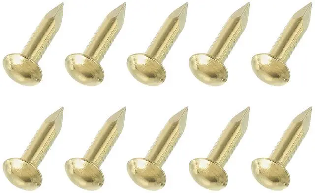 Main image of 200Pcs Small Hardware Nails, 2.8 x 15mm Brass Round Head Nail Common Finishing Nail for Household Woodworking Picture Hanging DIY Projects, Gold