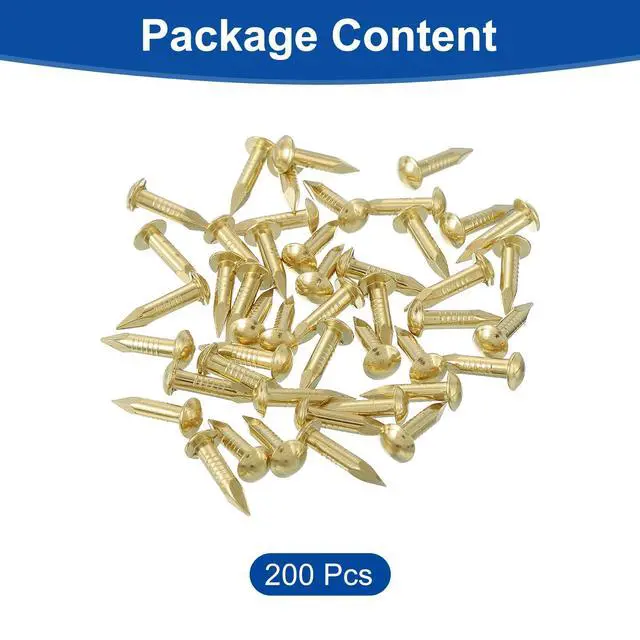 Alt view image 3 of 6 - 200Pcs Small Hardware Nails, 2.8 x 15mm Brass Round Head Nail Common Finishing Nail for Household Woodworking Picture Hanging DIY Projects, Gold