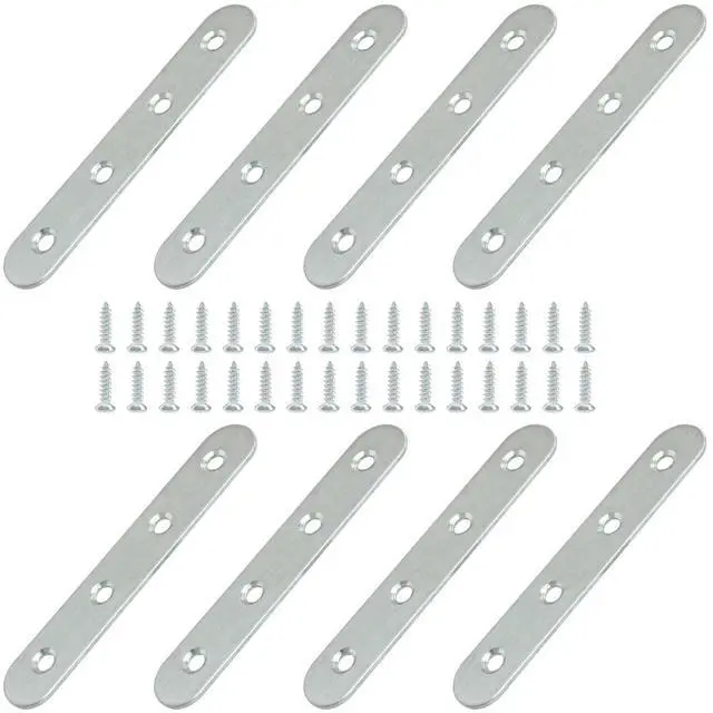 Main image of 8 Pack 4 Inch Stainless Steel Flat Plate Straight Bracket
