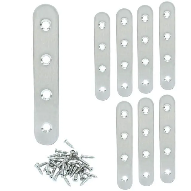 Alt view image 5 of 5 - 8 Pack 4 Inch Stainless Steel Flat Plate Straight Bracket