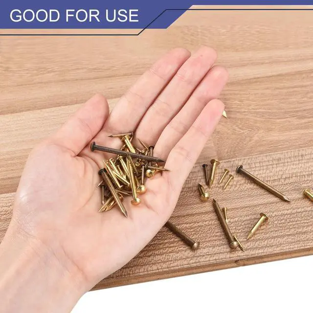 Alt view image 4 of 5 - 40 Pcs Small Tiny Nails 2.8mmx15mm(DxL) Tiny Brass Nails Hardware Nails Small Nail for Wooden DIY Decorative Boxes Household Accessories, Brass Tone