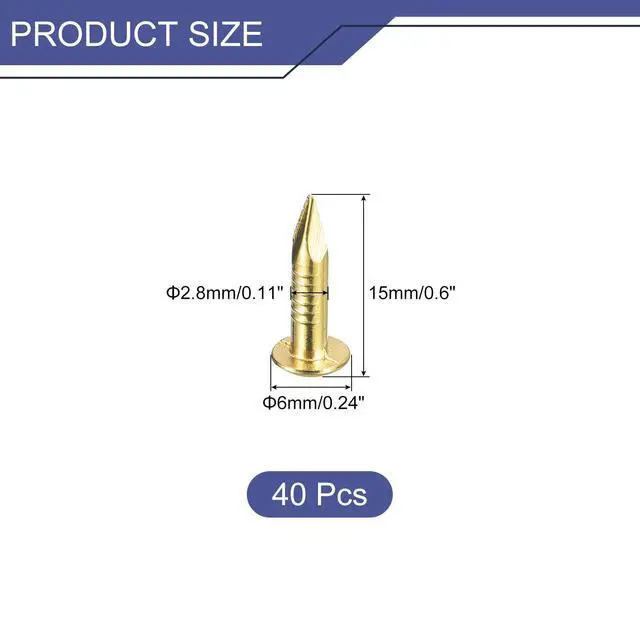 Alt view image 2 of 5 - 40 Pcs Small Tiny Nails 2.8mmx15mm(DxL) Tiny Brass Nails Hardware Nails Small Nail for Wooden DIY Decorative Boxes Household Accessories, Brass Tone