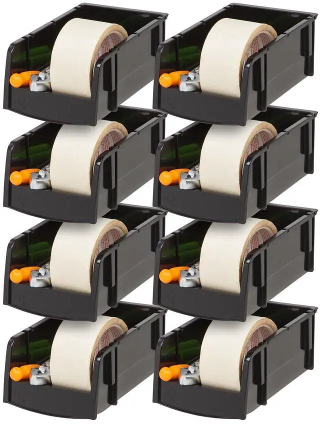 Main image of 8-Pack, Small Stackable Storage Bins, Black