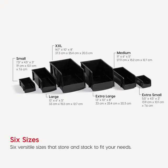Alt view image 3 of 7 - 8-Pack, Small Stackable Storage Bins, Black