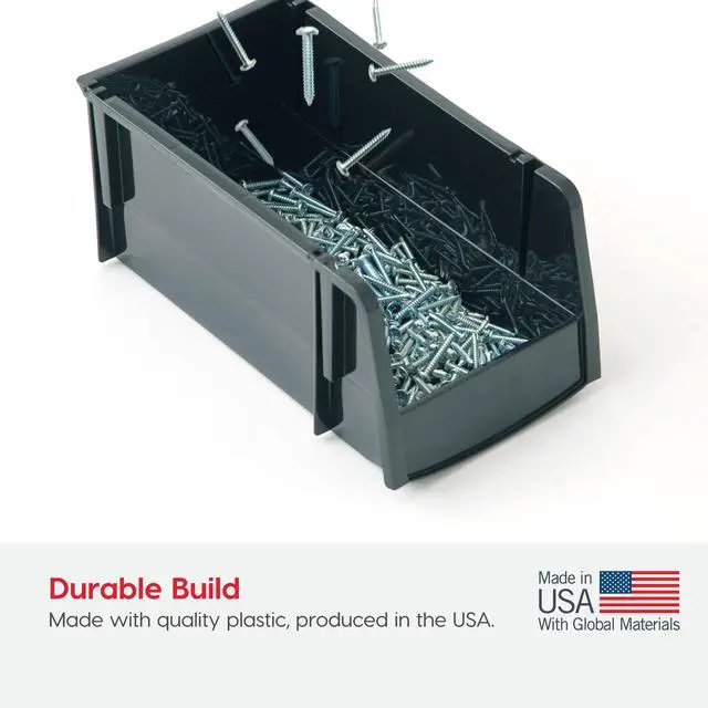 Alt view image 4 of 7 - 8-Pack, Small Stackable Storage Bins, Black