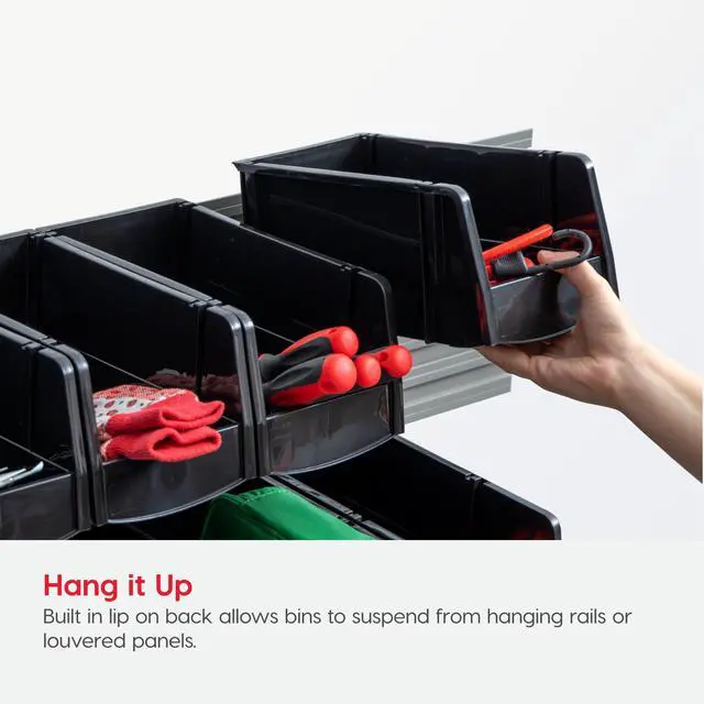 Alt view image 6 of 7 - 8-Pack, Small Stackable Storage Bins, Black