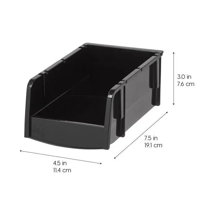 Alt view image 2 of 7 - 8-Pack, Small Stackable Storage Bins, Black