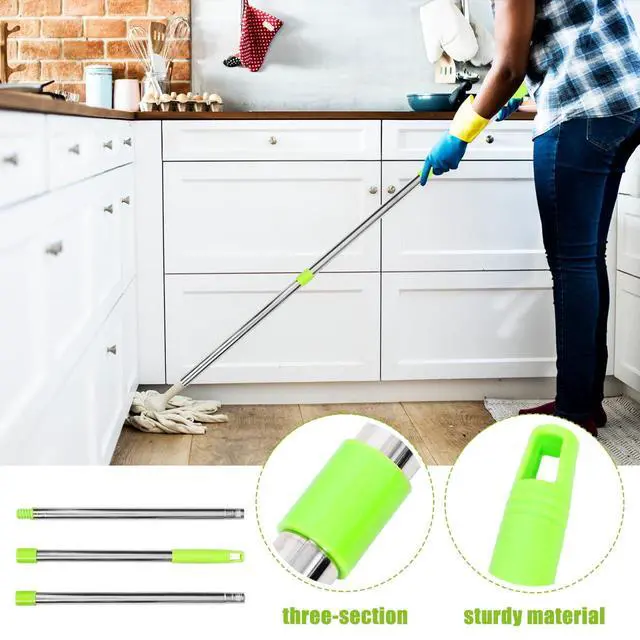 Alt view image 4 of 7 - Replacement Mop Pole 44.68 in Adjustable 3-Section Mop Handle Replacement Broom Stick Pole with Ergonomic Grip for Floor Cleaning Compatible with Broom Heads