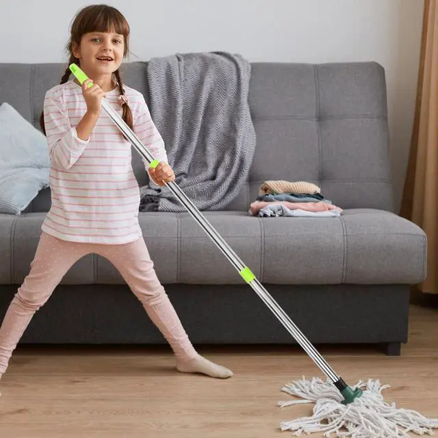 Alt view image 6 of 7 - Replacement Mop Pole 44.68 in Adjustable 3-Section Mop Handle Replacement Broom Stick Pole with Ergonomic Grip for Floor Cleaning Compatible with Broom Heads
