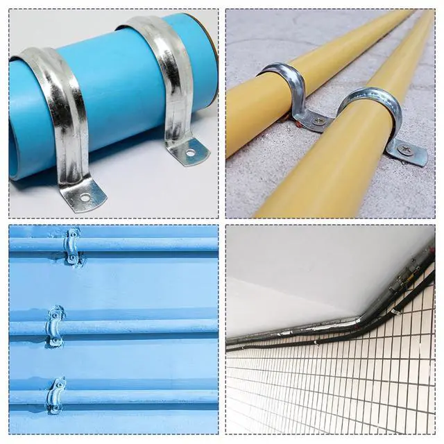 Alt view image 7 of 7 - 25Pcs Rigid Pipe Strap Fit M3 (1/8") Tube OD, 2 Holes Carbon Steel Tension Tube Clamp, U Bracket Tube Clip for Pipe or Cable Fixing, Silver