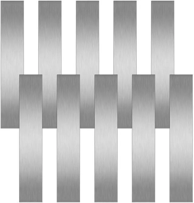 Main image of 10 Pcs 304 Stainless Steel Strips Brushed Strip Metal Strip Trim Strip Finishing Shim Sheet Filler Stock Gap 0.02'' Thickness,12'' Length for Kitchen DIY Craft(1.5" Width,Self-Adhesive)