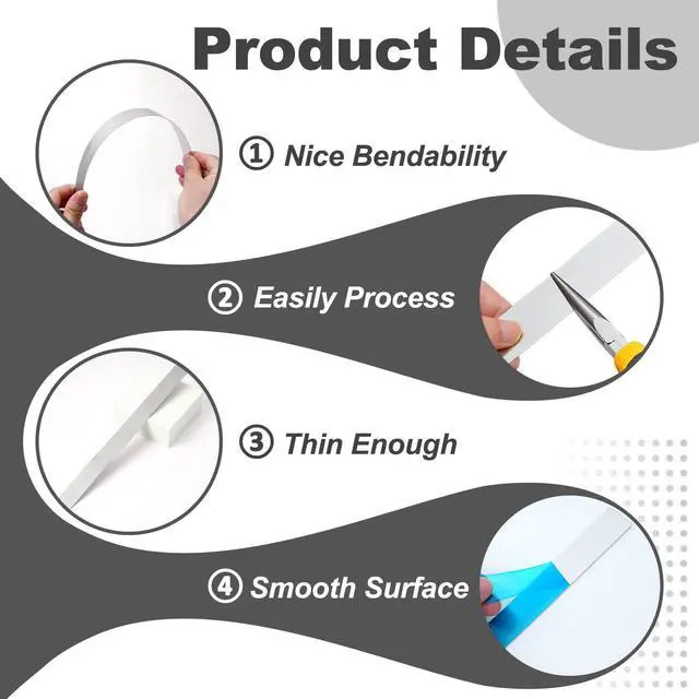 Alt view image 3 of 6 - 10 Pcs 304 Stainless Steel Strips Brushed Strip Metal Strip Trim Strip Finishing Shim Sheet Filler Stock Gap 0.02'' Thickness,12'' Length for Kitchen DIY Craft(1.5" Width,Self-Adhesive)