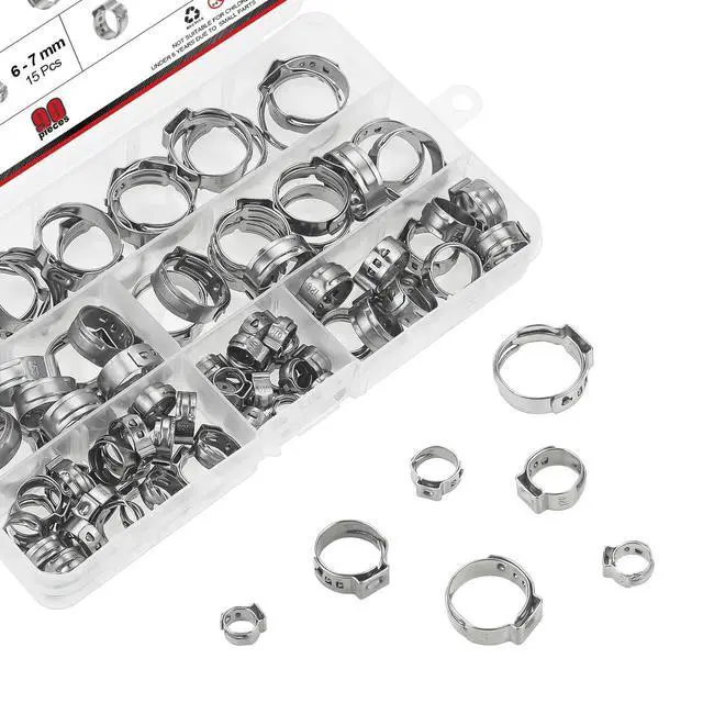Alt view image 7 of 7 - 304 Stainless Steel Single Ear Hose Clamps with Pincers Kit (90 PCS)