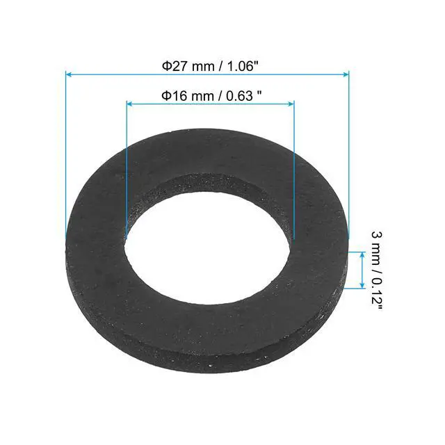 Alt view image 2 of 6 - M16 Rubber Flat Washer, 20 Pack 16mm ID 27mm OD 3mm Thick Sealing Spacer Gasket Ring for Faucet Pipe Water Hose Fastener Bolt, Black