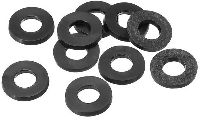 Main image of M8 Rubber Flat Washer, 10 Pack 8mm ID 16mm OD 2.2mm Thick Sealing Spacer Gasket Ring for Faucet Pipe Water Hose Fastener Bolt, Black