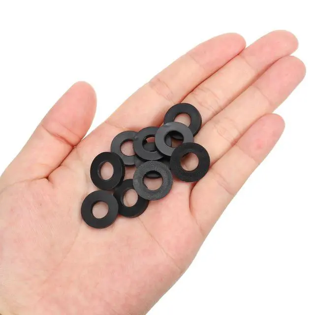 Alt view image 5 of 6 - M8 Rubber Flat Washer, 120 Pack 8mm ID 16mm OD 2.2mm Thick Sealing Spacer Gasket Ring for Faucet Pipe Water Hose Fastener Bolt, Black
