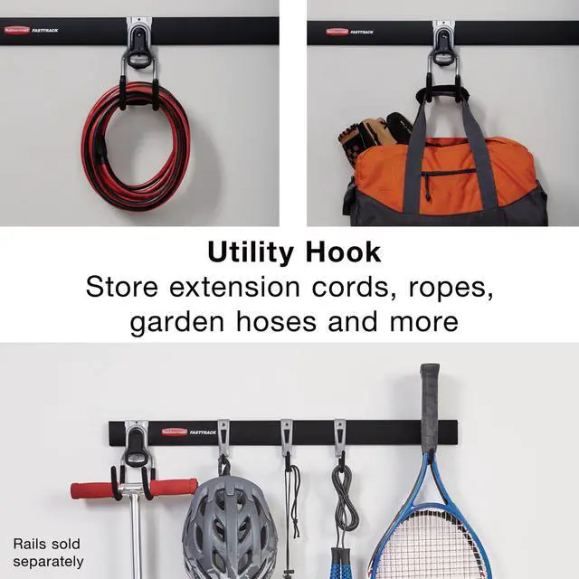 Alt view image 2 of 6 - FastTrack Utility Hook Garage Wall/Tool Hanger Wall Mount and Heavy Duty Tool Hanger for Home/Garage/Wall/Shed Organization