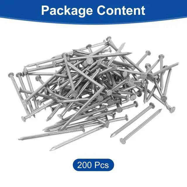 Alt view image 3 of 6 - 200Pcs Small Hardware Nails, 2 x 40mm Carbon Steel Round Head Nail Common Finishing Nail for Household Woodworking Picture Hanging DIY Projects, Silver Grey