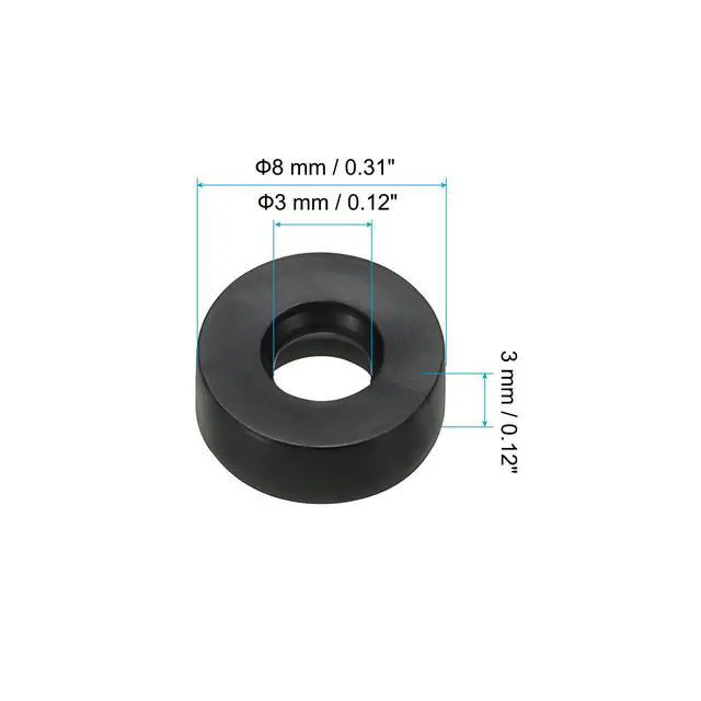 Alt view image 2 of 6 - M3 Rubber Flat Washer, 40 Pack 3mm ID 8mm OD 3mm Thick Sealing Spacer Gasket Ring for Faucet Pipe Water Hose Fastener Bolt, Black