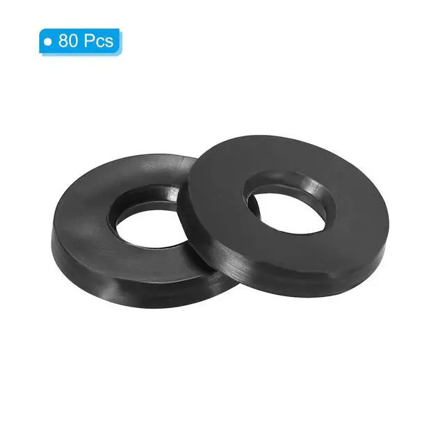 Alt view image 3 of 6 - M5 Rubber Flat Washer, 80 Pack 5mm ID 11mm OD 1.5mm Thick Sealing Spacer Gasket Ring for Faucet Pipe Water Hose Fastener Bolt, Black