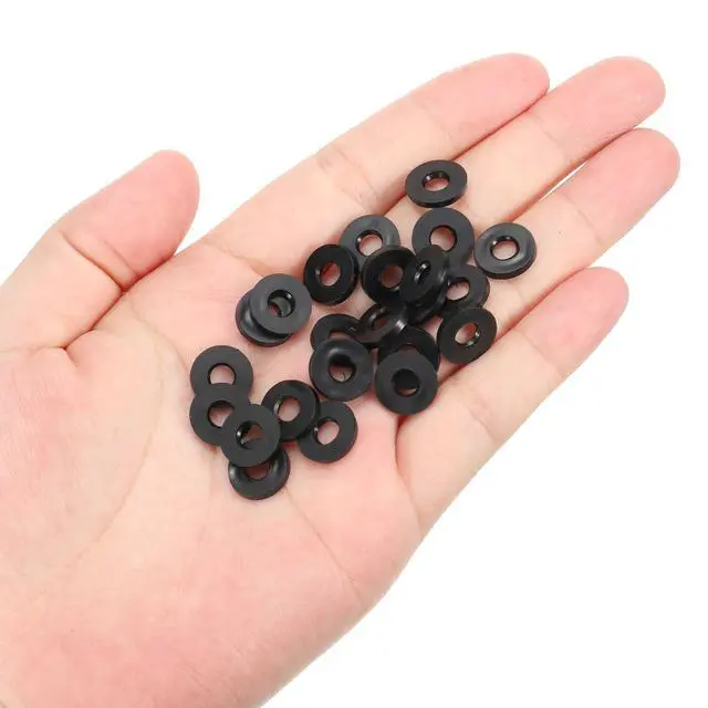 Alt view image 5 of 6 - M5 Rubber Flat Washer, 80 Pack 5mm ID 11mm OD 1.5mm Thick Sealing Spacer Gasket Ring for Faucet Pipe Water Hose Fastener Bolt, Black