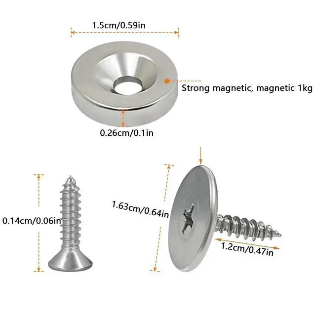 Alt view image 2 of 7 - Set of 8 Magnetic Cabinet & Door Latch Catch Closures Cabinet Hardware Fittings Concealed Magnetic Door Latch Catch Closures Cabinet Hardware Fittings for Household Doors Glass Doors